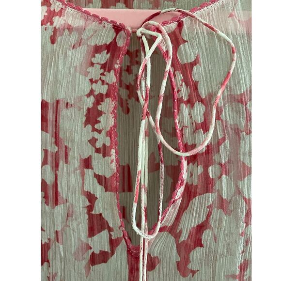Elie Tahari Floral Sheer Silk Long Sleeve Tunic Blouse Swim Cover Small - Picture 8 of 13